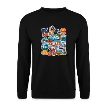 Chile Reisesticker - Unisex Pullover - Schwarz - Vorne - Alina (178cm) & Michal (187cm)
