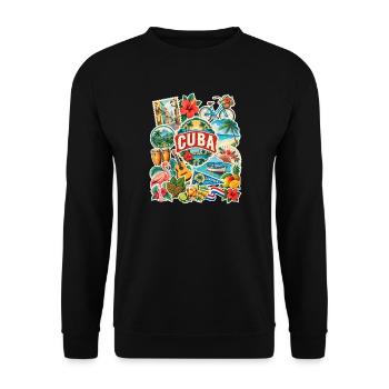 Kuba Reisesticker - Unisex Pullover - Schwarz - Vorne - Alina (178cm) & Michal (187cm)