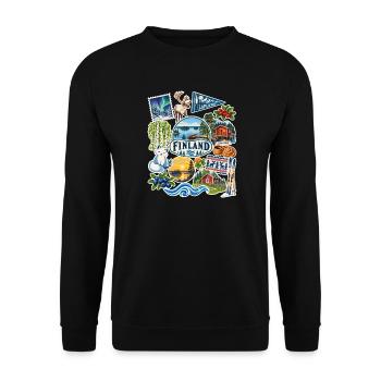 Finnland Reisesticker - Unisex Pullover - Schwarz - Vorne - Alina (178cm) & Michal (187cm)