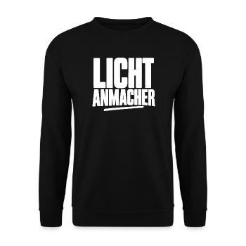 Licht Anmacher Veranstaltungstechniker Licht - Unisex Pullover - Schwarz - Vorne - Alina (178cm) & Michal (187cm)