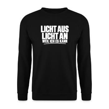 Veranstaltungstechniker Licht aus an weil ich kann - Unisex Pullover - Schwarz - Vorne - Alina (178cm) & Michal (187cm)