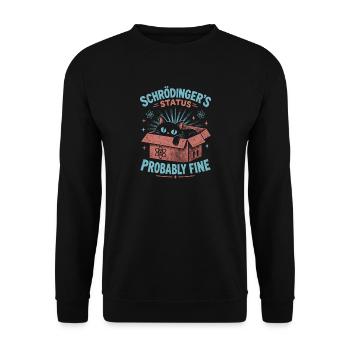 Schrödingers Status Katze im Karton - Unisex Pullover - Schwarz - Vorne - Alina (178cm) & Michal (187cm)