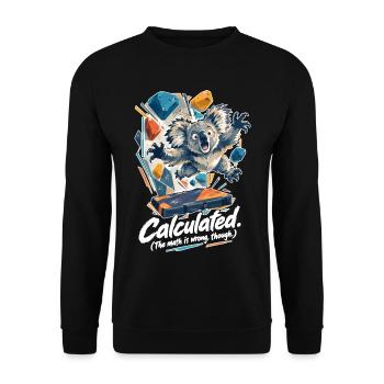 Koala Dyno: Calculated (The math is wrong though) - Unisex Pullover - Schwarz - Vorne - Alina (178cm) & Michal (187cm)