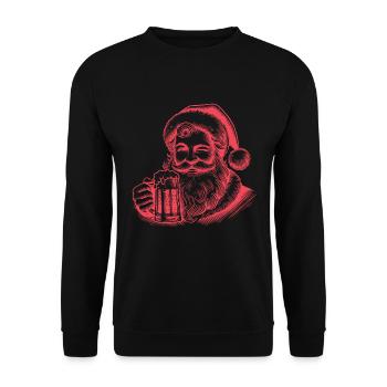 Weihnachtsmann Hält Einen Bierkrug, Weihnachtsspaß - Unisex Pullover - Schwarz - Vorne - Alina (178cm) & Michal (187cm)