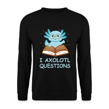 I Axolotl-fragen Blaue Kreatur Lesesterne - Unisex Pullover - Schwarz - Vorne - Alina (178cm) & Michal (187cm)