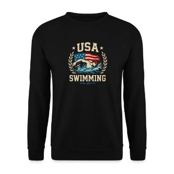 USA Swimming - Unisex Pullover - Schwarz - Vorne - Alina (178cm) & Michal (187cm)