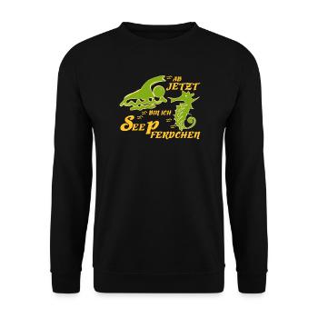 Schwimmabzeichen schwimmen Seepferdchen - Unisex Pullover - Schwarz - Vorne - Alina (178cm) & Michal (187cm)