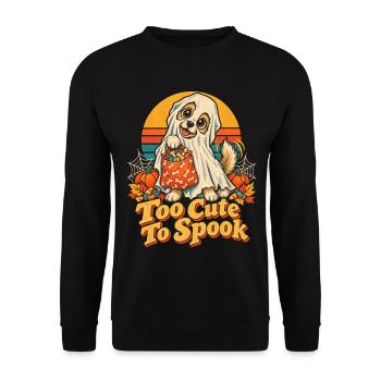 Halloween Hund Too Cute To Spook - Unisex Pullover - Schwarz - Vorne - Alina (178cm) & Michal (187cm)