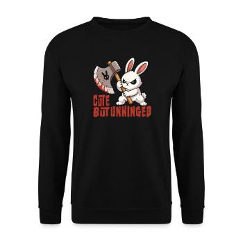 Niedlich, aber durchgeknallt – Wütender Hase - Unisex Pullover - Schwarz - Vorne - Alina (178cm) & Michal (187cm)