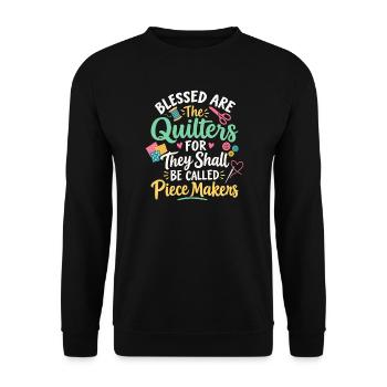 Gesegnet sind die Qulters Nähinspiration - Unisex Pullover - Schwarz - Vorne - Alina (178cm) & Michal (187cm)