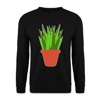 Pflanze im Topf - Unisex Pullover - Schwarz - Vorne - Alina (178cm) & Michal (187cm)