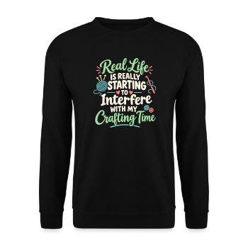 Bastelzeit erschwert das Nähen und Quilten - Unisex Pullover - Schwarz - Vorne - Alina (178cm) & Michal (187cm)