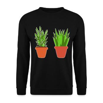 Topfpflanzen - Unisex Pullover - Schwarz - Vorne - Alina (178cm) & Michal (187cm)