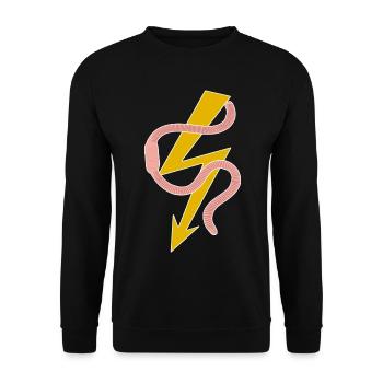 Doppeldeutiger Witz Wattwurm Dad-Joke - Unisex Pullover - Schwarz - Vorne - Alina (178cm) & Michal (187cm)