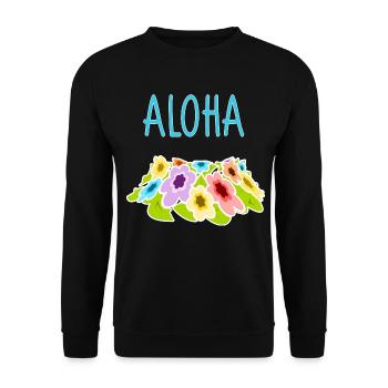 Aloha bunte Blumen Hawaii - Unisex Pullover - Schwarz - Vorne - Alina (178cm) & Michal (187cm)