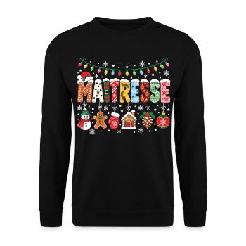 Weihnachtslehrer-Lehrer-Party zum Jahresende - Unisex Pullover - Schwarz - Vorne - Alina (178cm) & Michal (187cm)