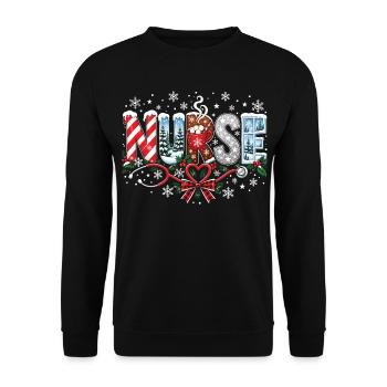 Krankenschwester Weihnachtsfeiertag Humor Winterschicht - Unisex Pullover - Schwarz - Vorne - Alina (178cm) & Michal (187cm)