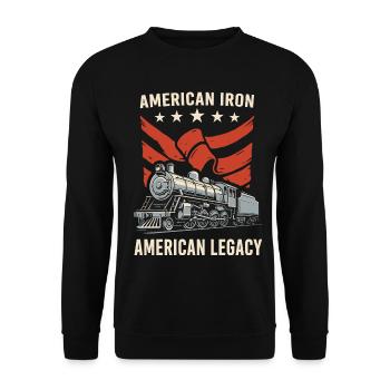 American Iron American Legacy Lokomotive - Unisex Pullover - Schwarz - Vorne - Alina (178cm) & Michal (187cm)
