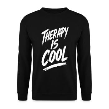 Therapy Is Cool Spruch Geschenk - Unisex Pullover - Schwarz - Vorne - Alina (178cm) & Michal (187cm)