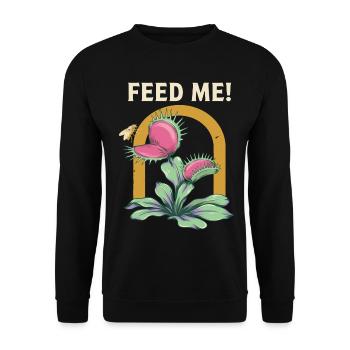 Feed Me Karnivorische Blütenkunst - Unisex Pullover - Schwarz - Vorne - Alina (178cm) & Michal (187cm)
