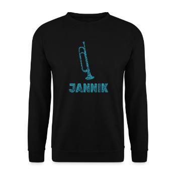 Geschenk für Jannik - Unisex Pullover - Schwarz - Vorne - Alina (178cm) & Michal (187cm)