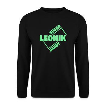 Geschenk für Leonik - Unisex Pullover - Schwarz - Vorne - Alina (178cm) & Michal (187cm)