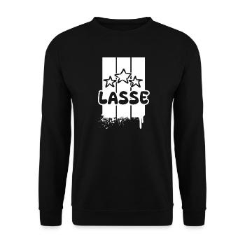 Geschenkidee Lasse - Unisex Pullover - Schwarz - Vorne - Alina (178cm) & Michal (187cm)