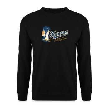 Kansas Retro Vintage Sunflower State Design - Unisex Pullover - Schwarz - Vorne - Alina (178cm) & Michal (187cm)