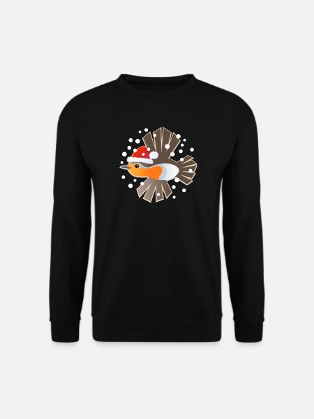 Schneller Weihnachts-Robin mit Weihnachtsmütze - Unisex Pullover - Schwarz