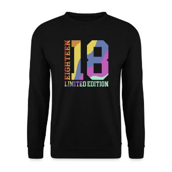 18. Geburtstag Geschenk Regenbogen - Unisex Pullover - Schwarz - Vorne - Alina (178cm) & Michal (187cm)