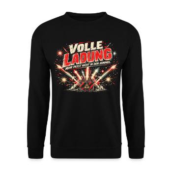 Volle Ladung – Feuerwerk Silvester - Unisex Pullover - Schwarz - Vorne - Alina (178cm) & Michal (187cm)