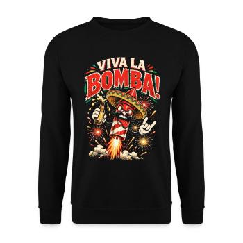 Viva la Bomba – Feuerwerk Silvester - Unisex Pullover - Schwarz - Vorne - Alina (178cm) & Michal (187cm)