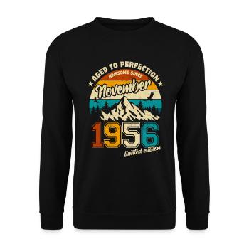 November 1956 | Aged to perfection | Geburtstag - Unisex Pullover - Schwarz - Vorne - Alina (178cm) & Michal (187cm)