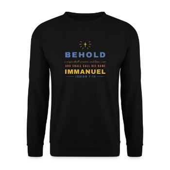 Behold a Virgin Shall Conceive – Isaiah 7:14 - Unisex Pullover - Schwarz - Vorne - Alina (178cm) & Michal (187cm)