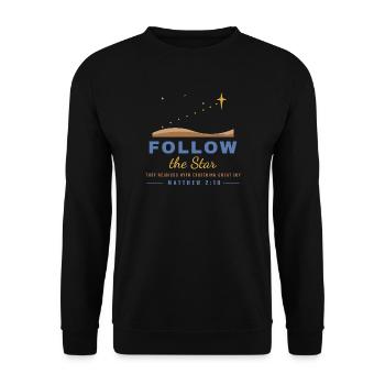 Follow the Star – Matthew 2:10 Christmas - Unisex Pullover - Schwarz - Vorne - Alina (178cm) & Michal (187cm)
