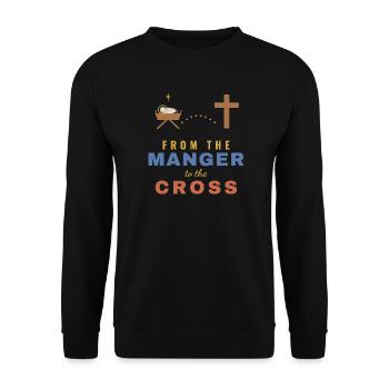 From the Manger to the Cross – Christian - Unisex Pullover - Schwarz - Vorne - Alina (178cm) & Michal (187cm)