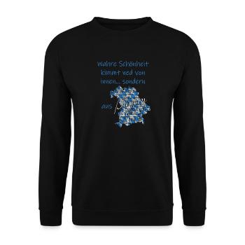 Wahre Schönheit kommt aus Bayern - Unisex Pullover - Schwarz - Vorne - Alina (178cm) & Michal (187cm)