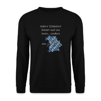 Wahre Schönheit aus Bayern - Unisex Pullover - Schwarz - Vorne - Alina (178cm) & Michal (187cm)