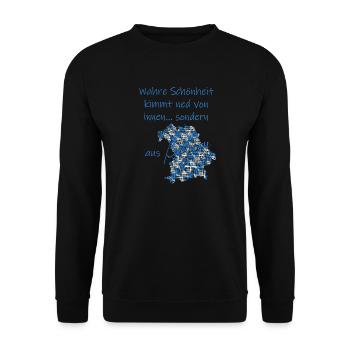 Wahre Schönheit aus Bayern - Unisex Pullover - Schwarz - Vorne - Alina (178cm) & Michal (187cm)