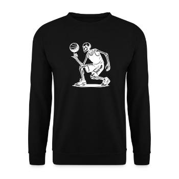 Basketball Skelett Halloween Grab Spieler Team - Unisex Pullover - Schwarz - Vorne - Alina (178cm) & Michal (187cm)