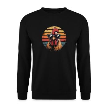 Retro Hahn Sonnenbrille Sonnenuntergang Hühner - Unisex Pullover - Schwarz - Vorne - Alina (178cm) & Michal (187cm)