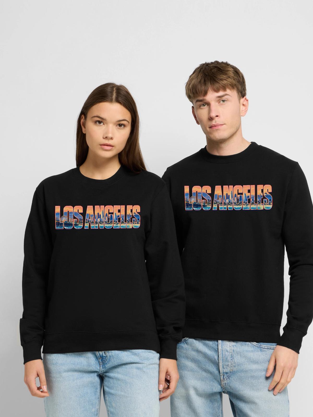 Los-Angeles-33cm - Unisex Pullover - Schwarz - Vorne - Alina (178cm) & Michal (187cm)