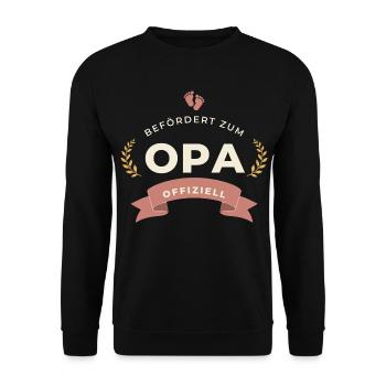 Befördert zum Opa – Abzeichen - Unisex Pullover - Schwarz - Vorne - Alina (178cm) & Michal (187cm)