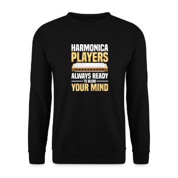  Harmonica Players Always Ready to Blow Your Mind - Unisex Pullover - Schwarz - Vorne - Alina (178cm) & Michal (187cm)