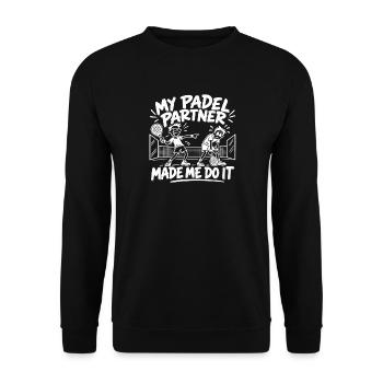 Mein Padel-Partner hat mich dazu gezwungen - Unisex Pullover - Schwarz - Vorne - Alina (178cm) & Michal (187cm)