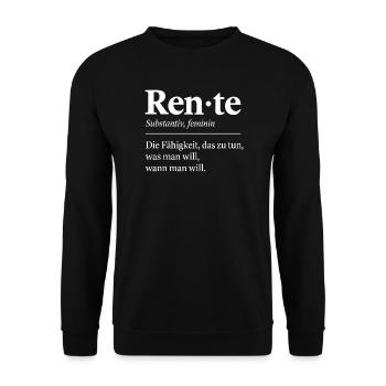  Rente Definition Die Fähigkeit Das Zu Tun Was Man - Unisex Pullover - Schwarz - Vorne - Alina (178cm) & Michal (187cm)
