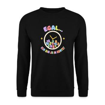 Egal Ich Bin Ja In Rente Uhr Bunte Zahlen Pastell - Unisex Pullover - Schwarz - Vorne - Alina (178cm) & Michal (187cm)