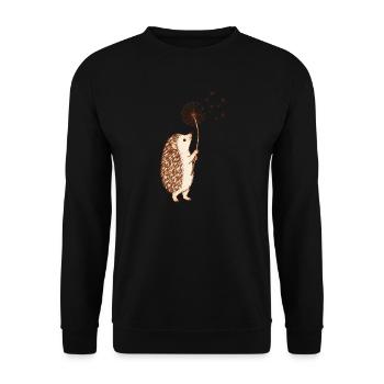  Igel Hält Löwenzahn Und Wünscht Sich Eine - Unisex Pullover - Schwarz - Vorne - Alina (178cm) & Michal (187cm)