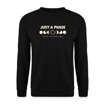  Just A Phase Total Eclipse 2027 Mondphasen - Unisex Pullover - Schwarz - Vorne - Alina (178cm) & Michal (187cm)