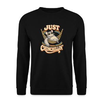  Just Chinchillin Retro Chinchilla Hammock - Unisex Pullover - Schwarz - Vorne - Alina (178cm) & Michal (187cm)